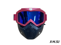 Очки зимние HETOSHI Face Mask FJ05-3-1 (двойное стекло) цв.Черно-вишневый цв.стекла мультипринт